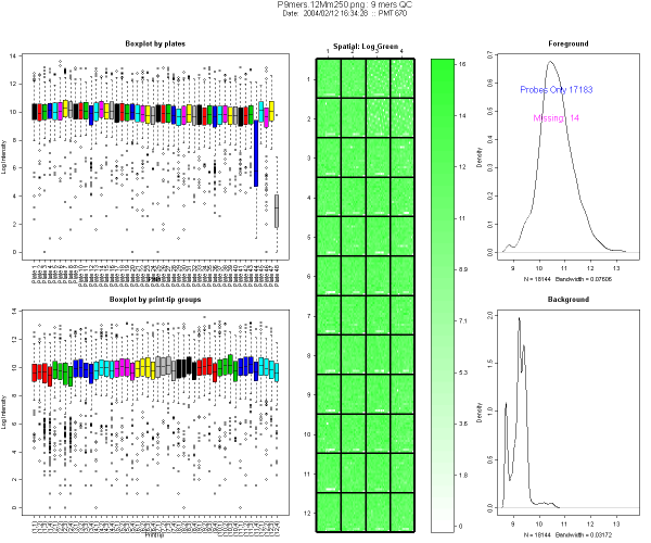 Example of 9-mers hybridization diagnostic plot